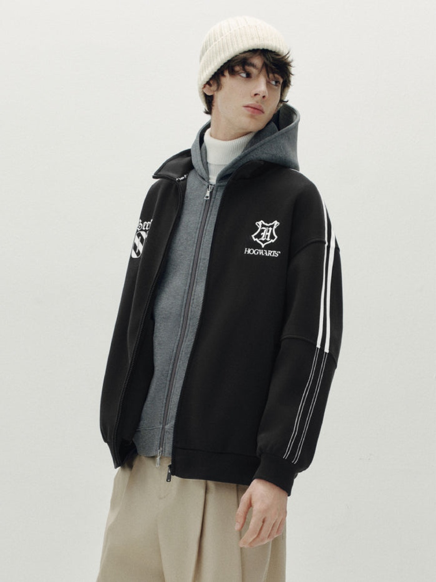 Zip-Up Jacket with Embroidered Crest