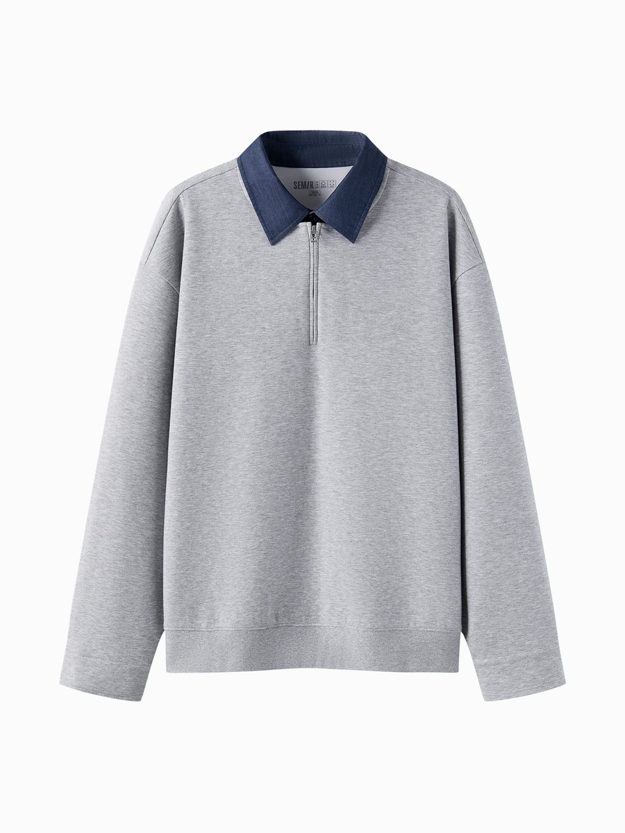 Men Collared Zip Sweatshirt
