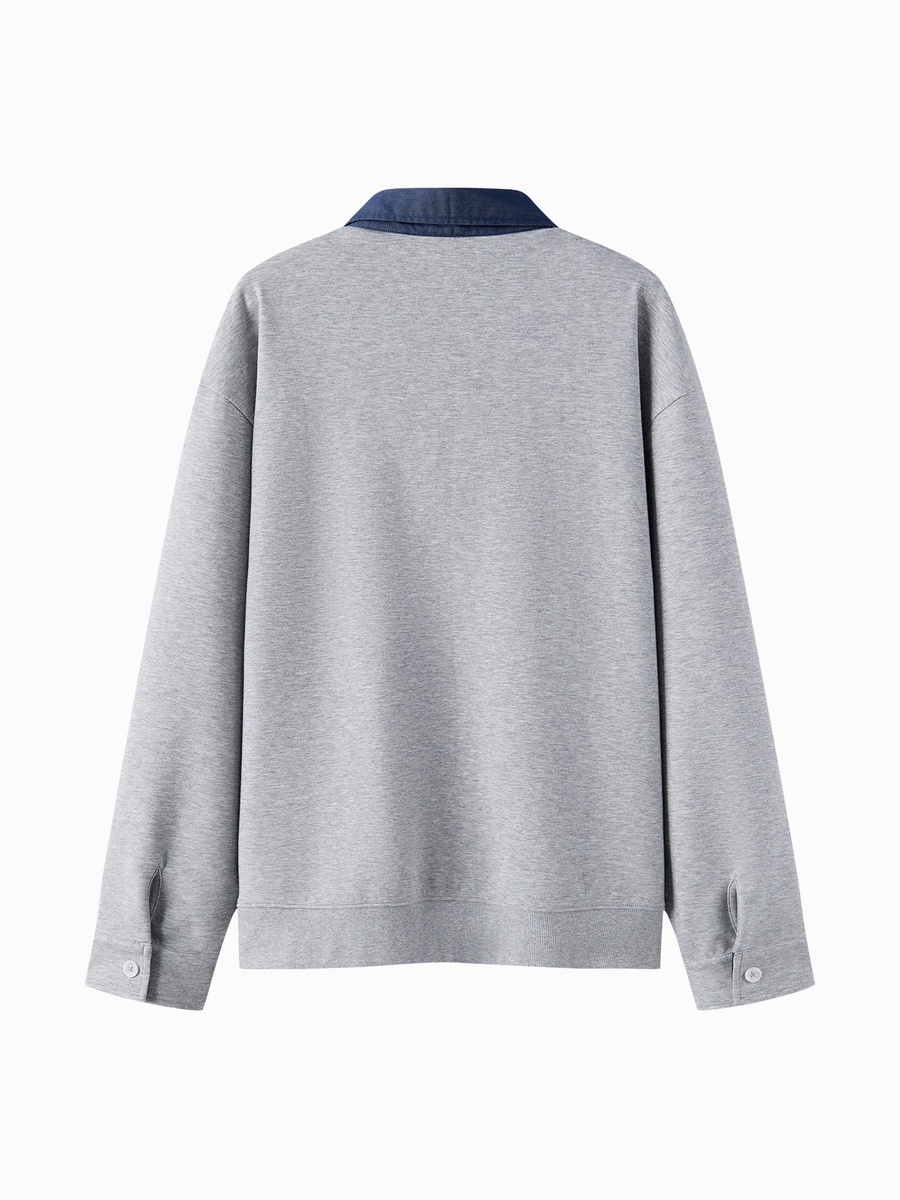 Men Collared Zip Sweatshirt