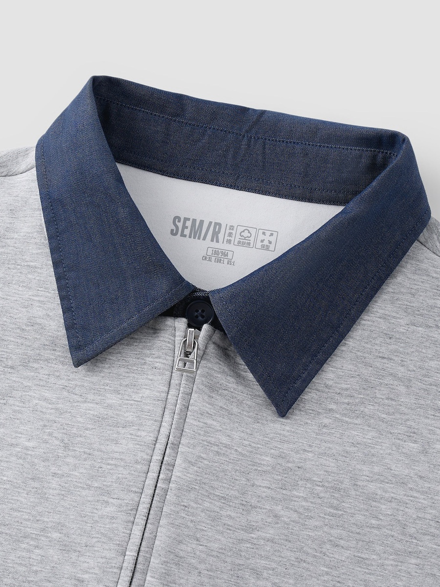 Men Collared Zip Sweatshirt