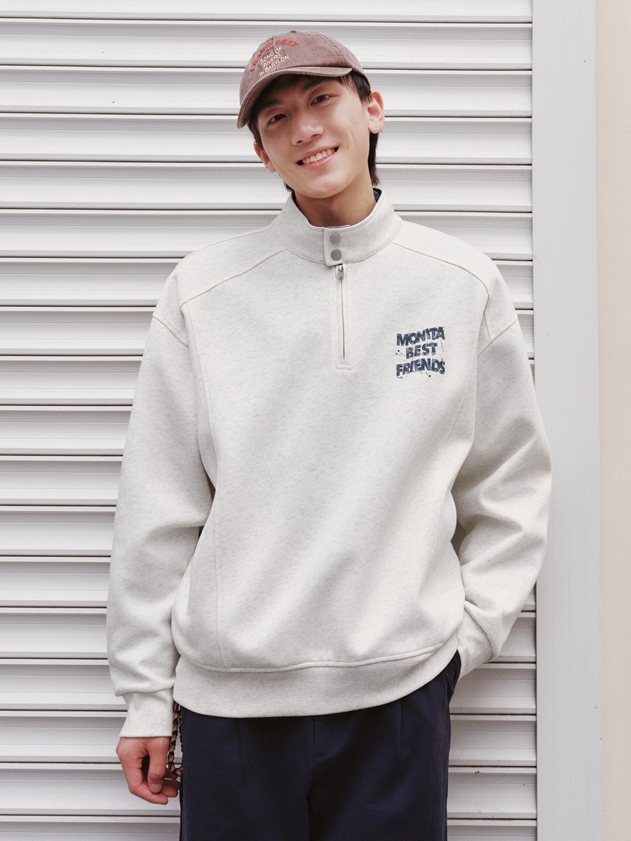 Character Patch Half Zip Sweatshirt