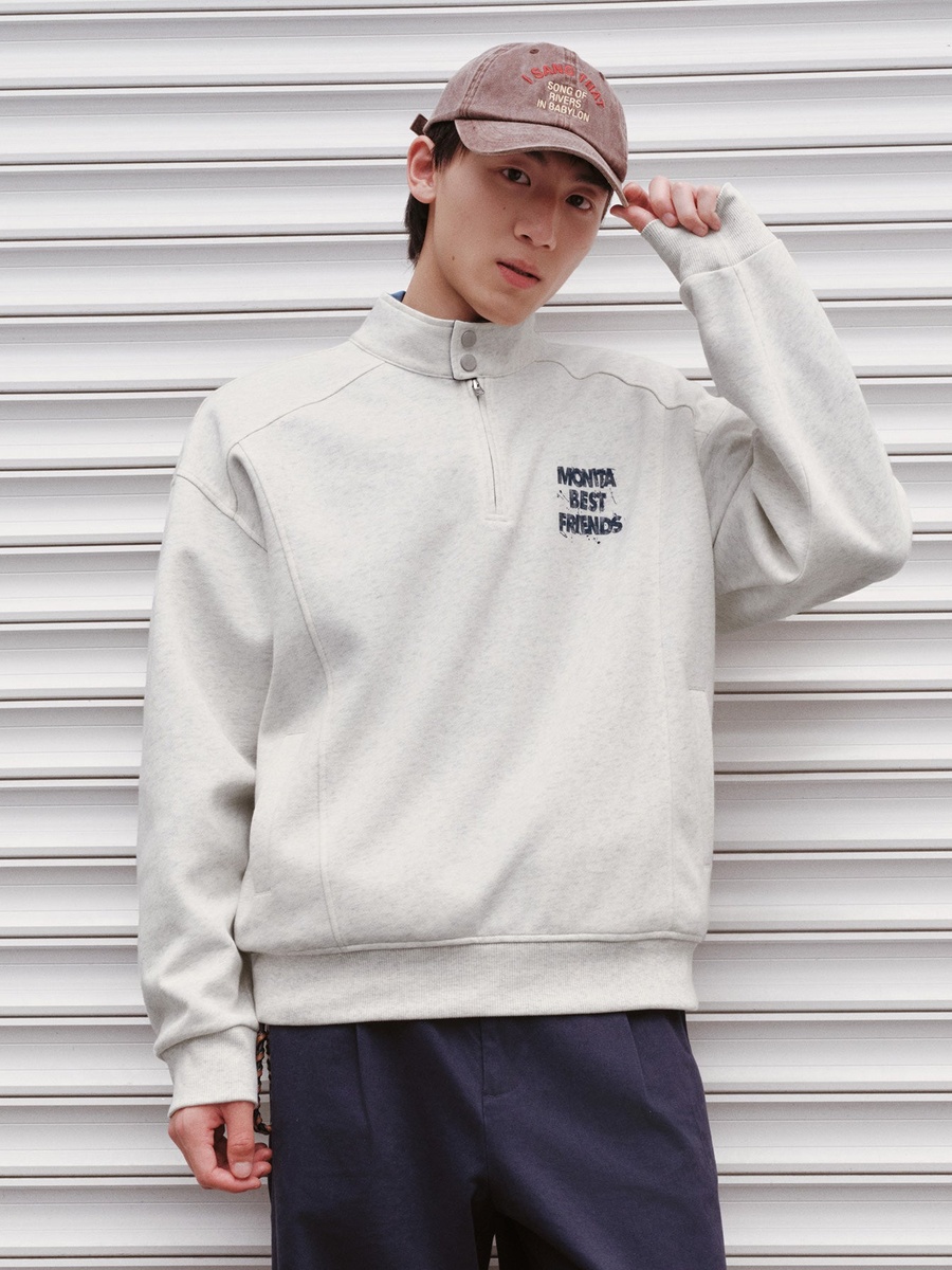 Character Patch Half Zip Sweatshirt