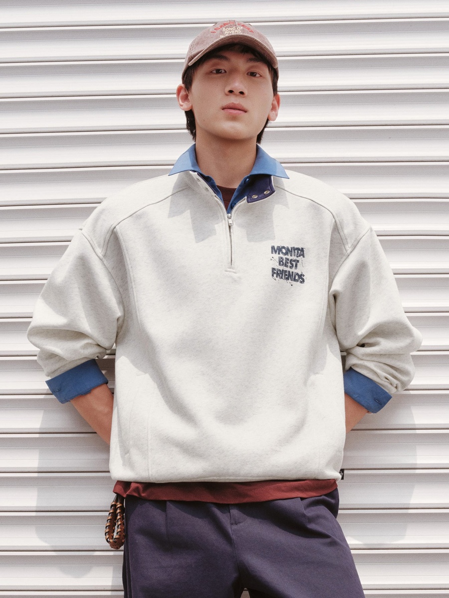 Character Patch Half Zip Sweatshirt