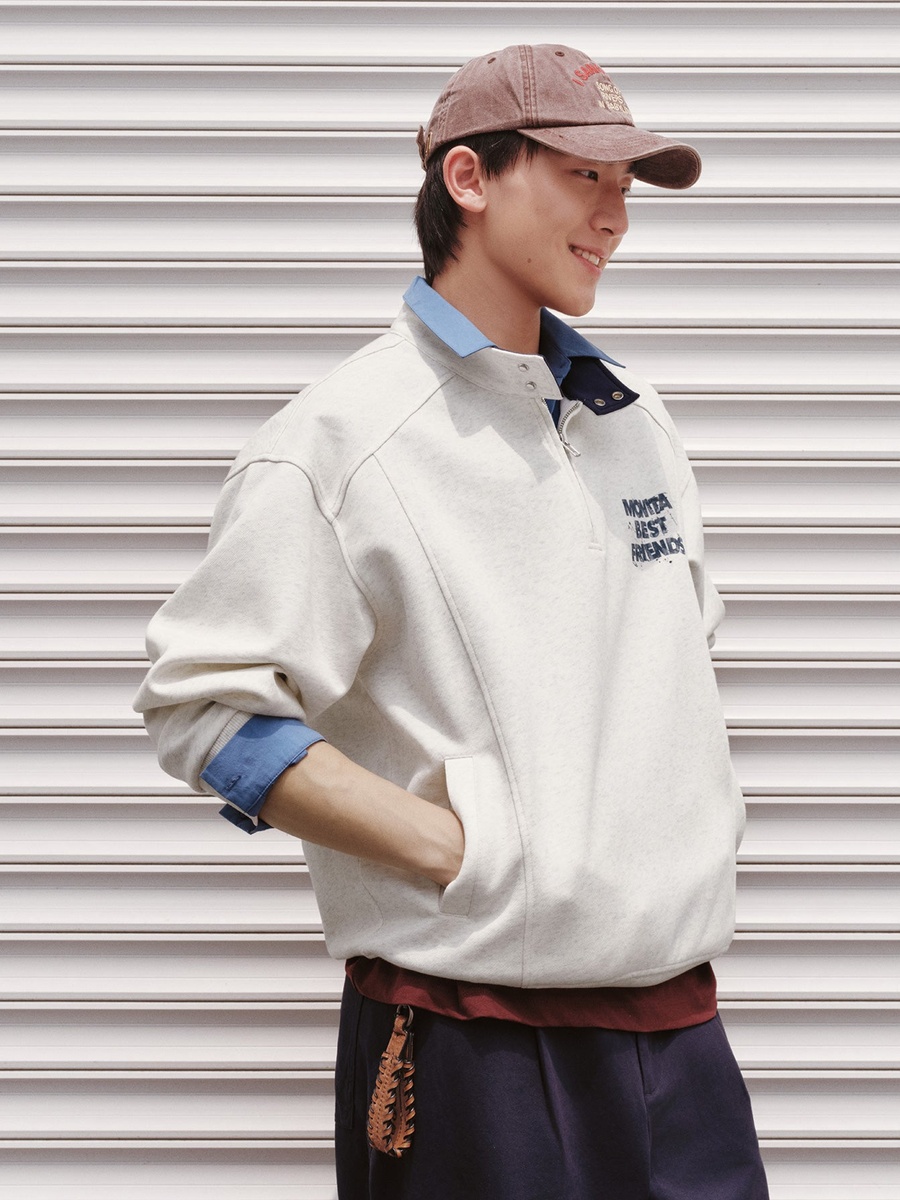 Character Patch Half Zip Sweatshirt