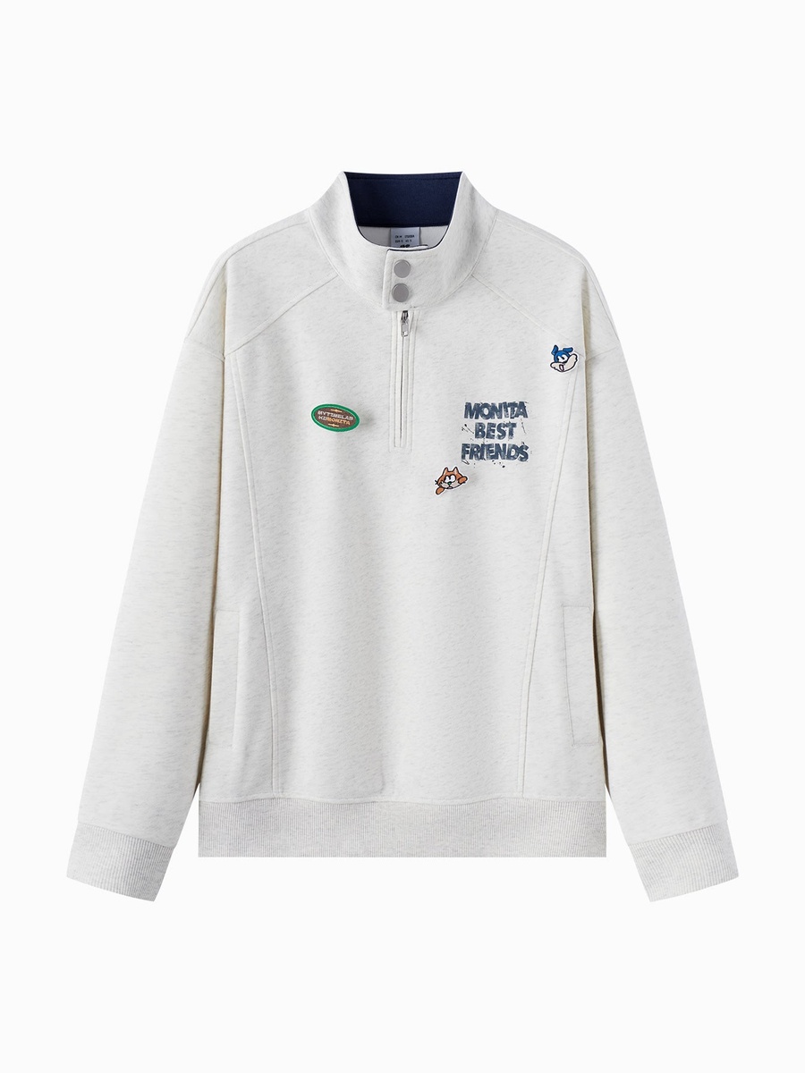 Character Patch Half Zip Sweatshirt