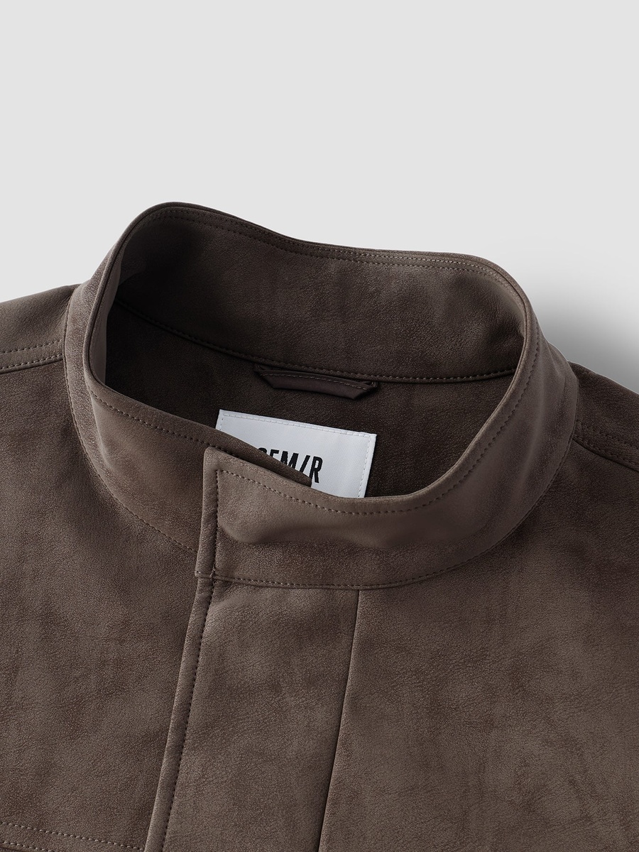 Men Suede Stand Collar Jacket