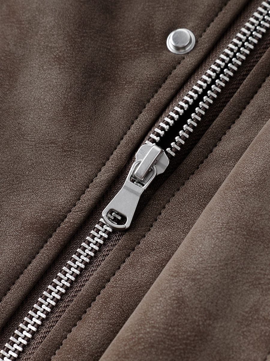 Men Suede Stand Collar Jacket