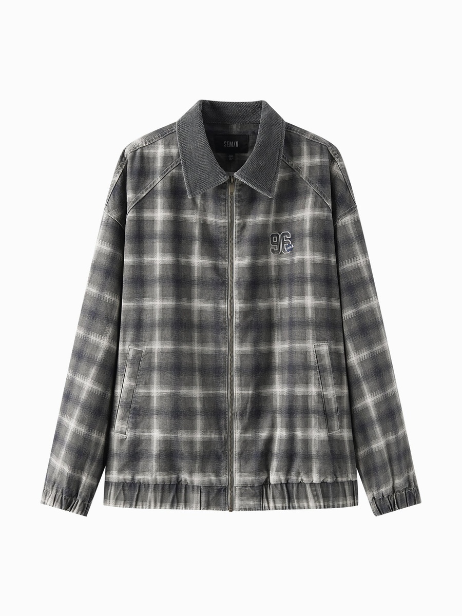 Men Check Jacket With Zip Closure