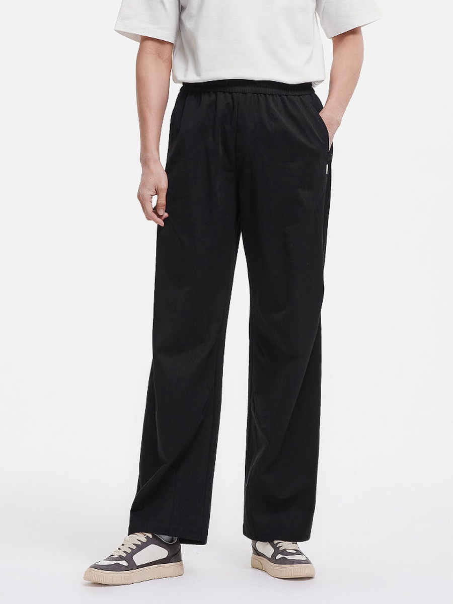 Men Wide-Leg Pants with Elastic Waist