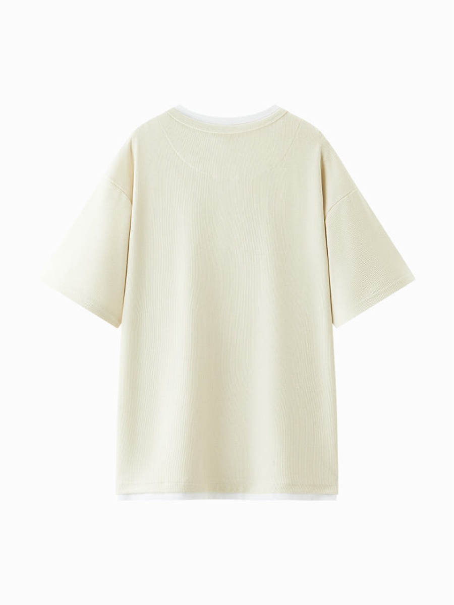 Men Layered V-Cut Collar Oversized T-Shirt