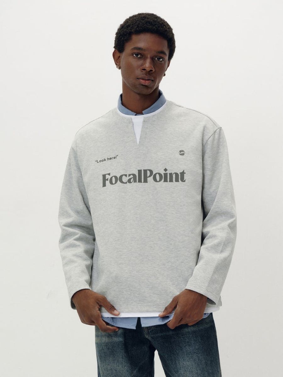 Long Sleeve Graphic T-Shirt with Layered Neckline