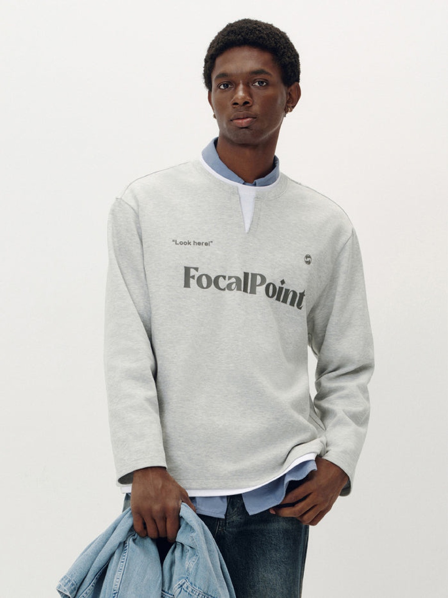 Long Sleeve Graphic T-Shirt with Layered Neckline