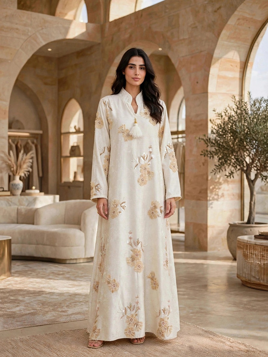 Royal Floral Applique Kaftan