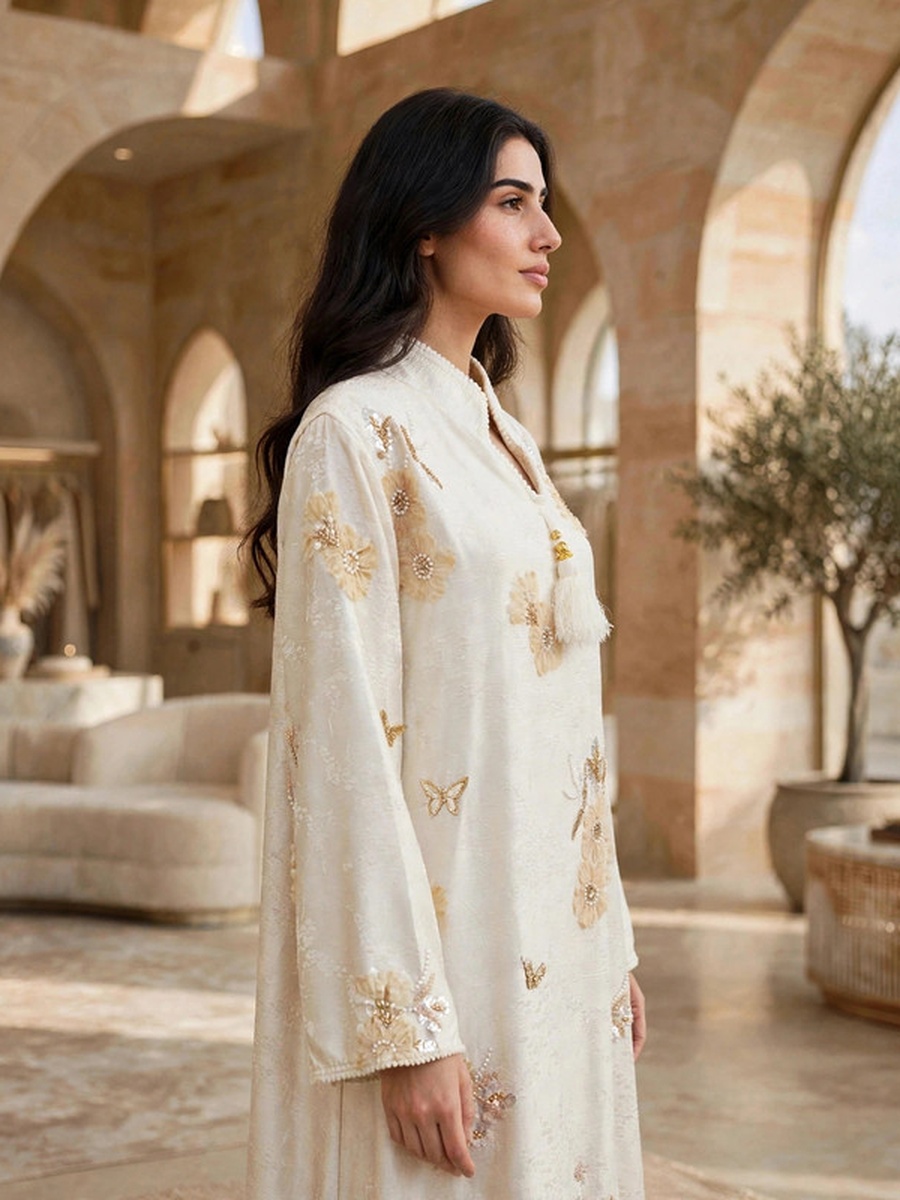 Royal Floral Applique Kaftan