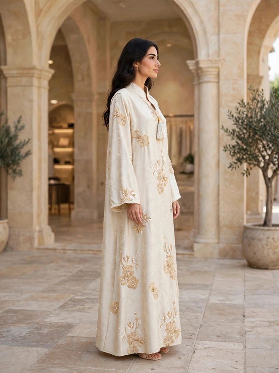 Royal Floral Applique Kaftan