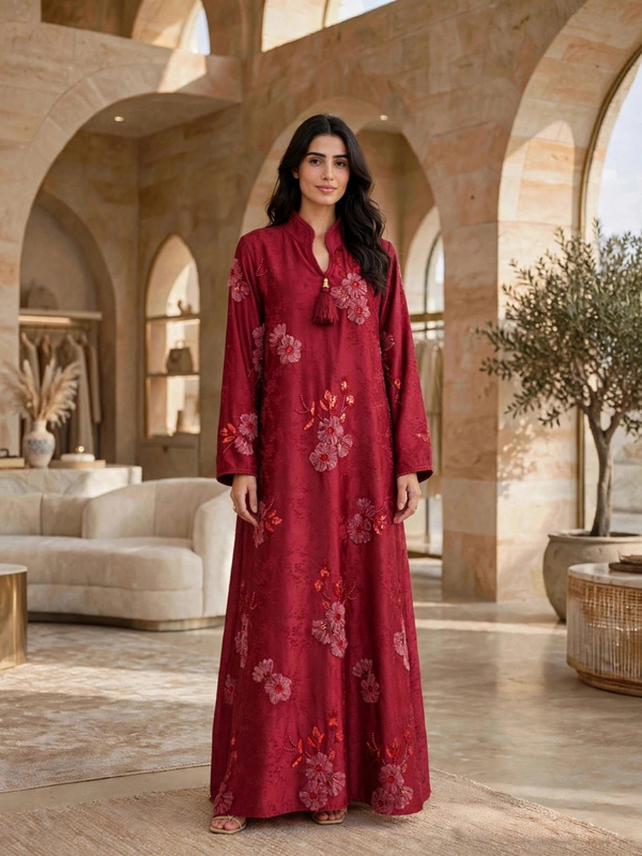 Royal Floral Applique Kaftan