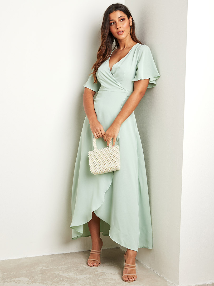long dress with frills Wool Wrap Dress main image 0