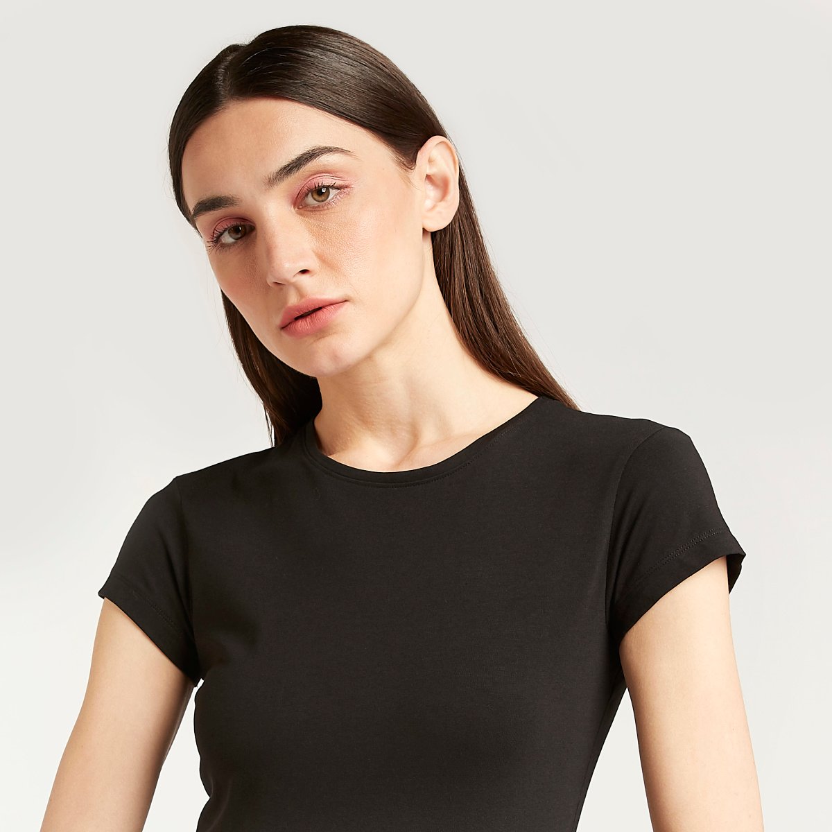 Solid Top with Crew Neck and Cap Sleeves