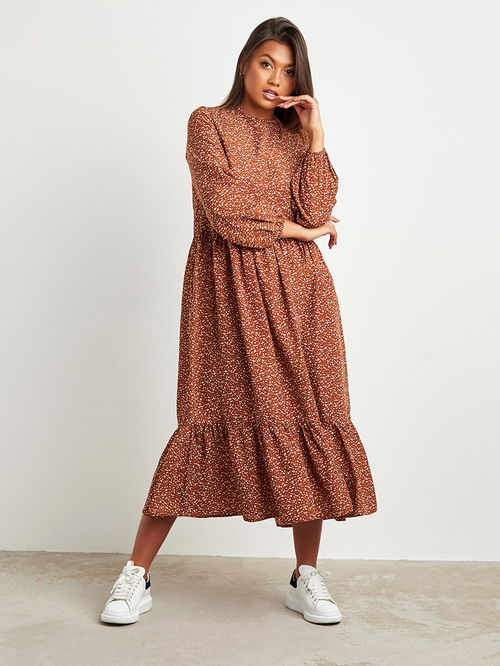 Long sleeve rust maxi dress hot sale