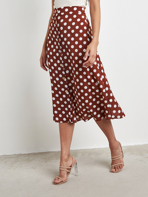 Rust a line midi skirt cheap