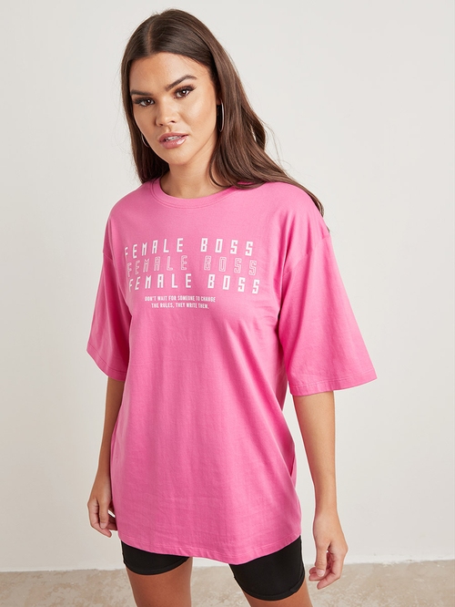 Pink boss t shirt online