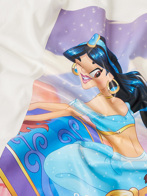 Buy Disney Princess Jasmine Graphic Oversized Longline T shirt Off White For Women Styli Saudi