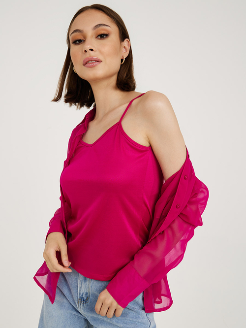 Spaghetti sleeve top clearance