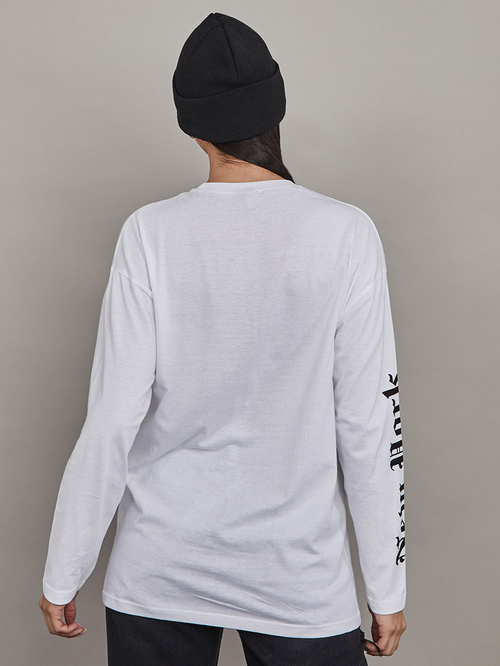 Buy Long Sleeves New York Flower Graphic Oversized Longline T