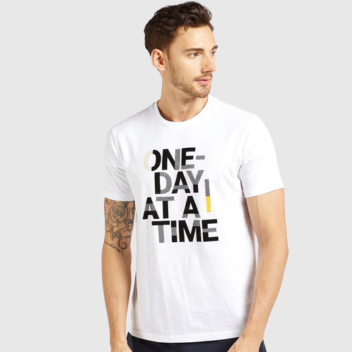 Buy One Day At A Time Slogan Print Round Neck T shirt White For Men Styli Saudi