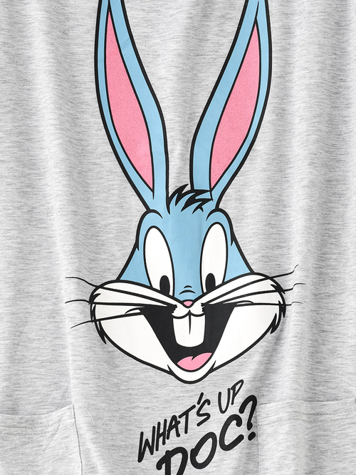 Buy Warner Bros Bugs Bunny Print Senior T Shirt Dress Grey For Kids Styli Saudi