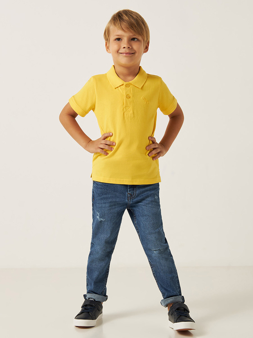 Yellow polo tee best sale