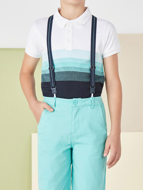 Buy Set of 3 Striped Polo T Shirt Shorts with Suspenders For