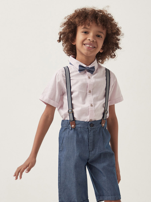 Short sleeve shirt and bow tie top