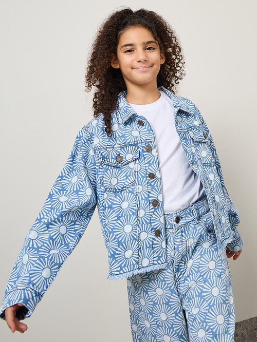 Floral print online denim jacket