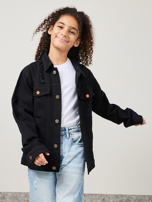 Kids denim jacket black best sale