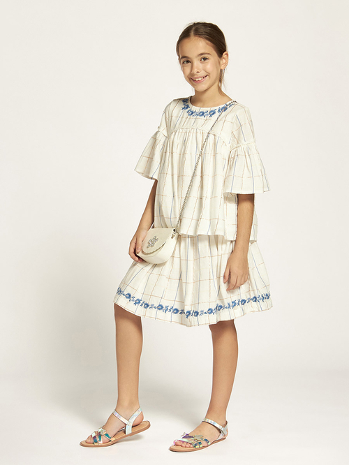 Buy Floral Embroidery Hem Detail Skirt White For Kids Styli UAE