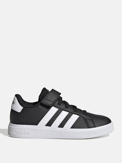 Buy Unisex Grand Court Elastic Lace and Top Strap Shoes Black For Kids |  Styli Saudi