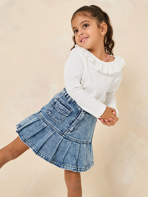 Buy Ruffle Trim T shirt White For Kids Styli UAE