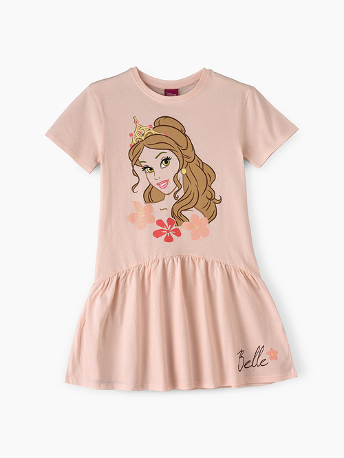 Buy Disney Princess Print A Line Short Sleeve Dress Pink For Kids Styli UAE