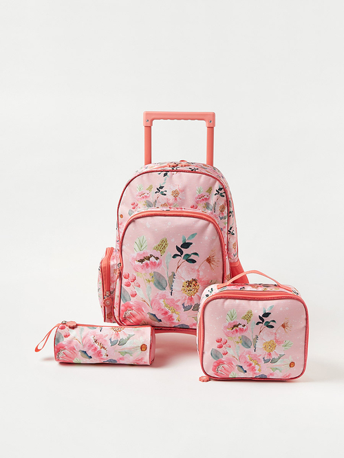 Buy Set of 3 Floral Print Trolley Bag Set Pink For Kids Styli Saudi