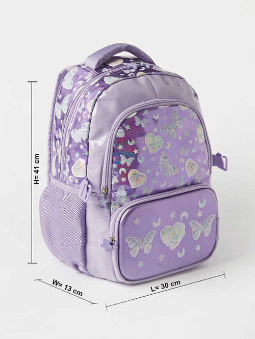 Buy Set of 3 Butterfly Print Backpack Purple For Kids Styli Saudi