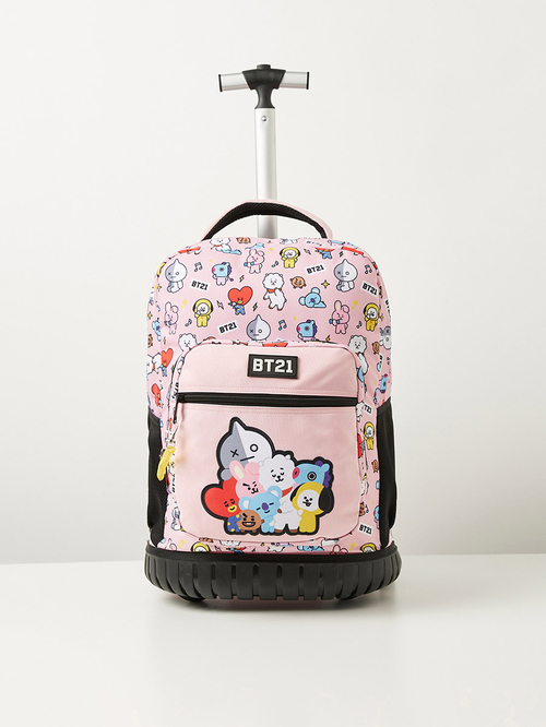 Buy BT21 All Over Print Trolley Bag Pink For Kids Styli Saudi