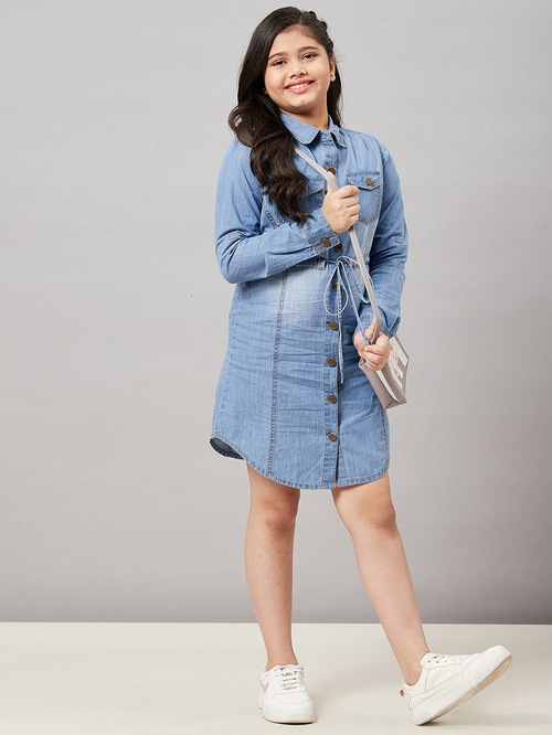 Denim drawstring dress new arrivals
