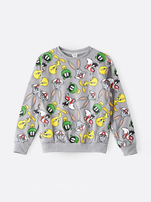 Buy Looney Tunes All Over Print Sweatshirt Grey For Kids Styli Saudi