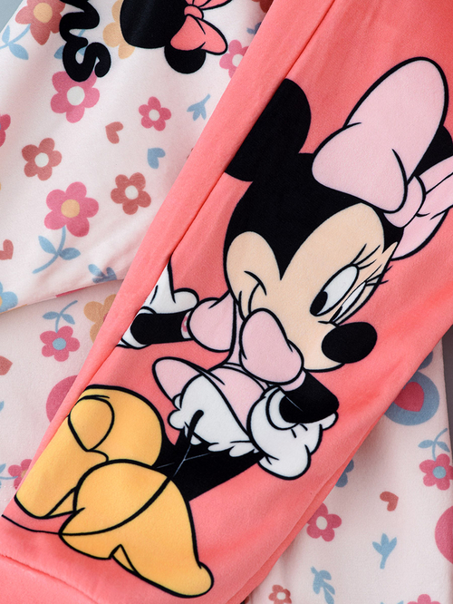 Buy Disney Minnie Mouse All Over Print Sweatshirt Pyjama Set Peach For Kids Styli Saudi