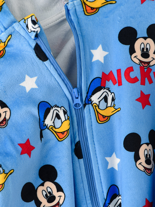 Buy Disney Mickey Mouse Print Romper with Hood Blue For Kids | Styli Saudi