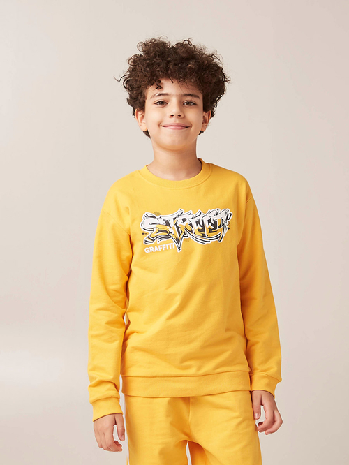 Yellow graphic sweatshirt on sale