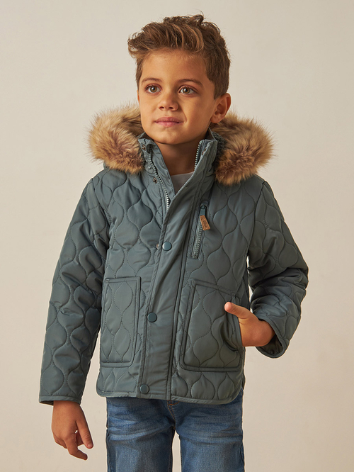 Faux fur quilted jacket sale