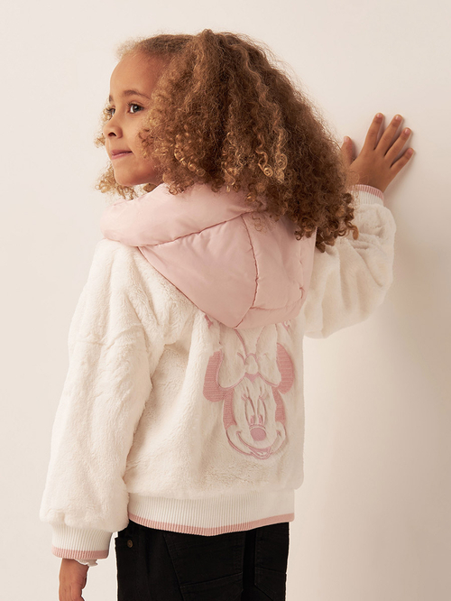 Buy Minnie Mouse Embroidery Detail Faux Fur Jacket Pink For Kids Styli Saudi