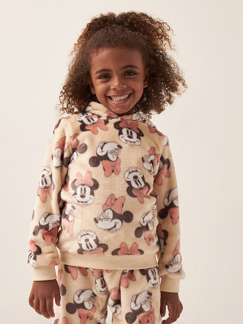 Buy Minnie Mouse All Over Print Hoodie Pyjama Set Pink For Kids Styli Kuwait